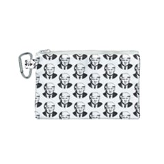 Trump Retro Face Pattern Maga Black And White Us Patriot Canvas Cosmetic Bag (small) by snek