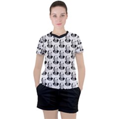 Trump Retro Face Pattern Maga Black And White Us Patriot Women s Tee And Shorts Set