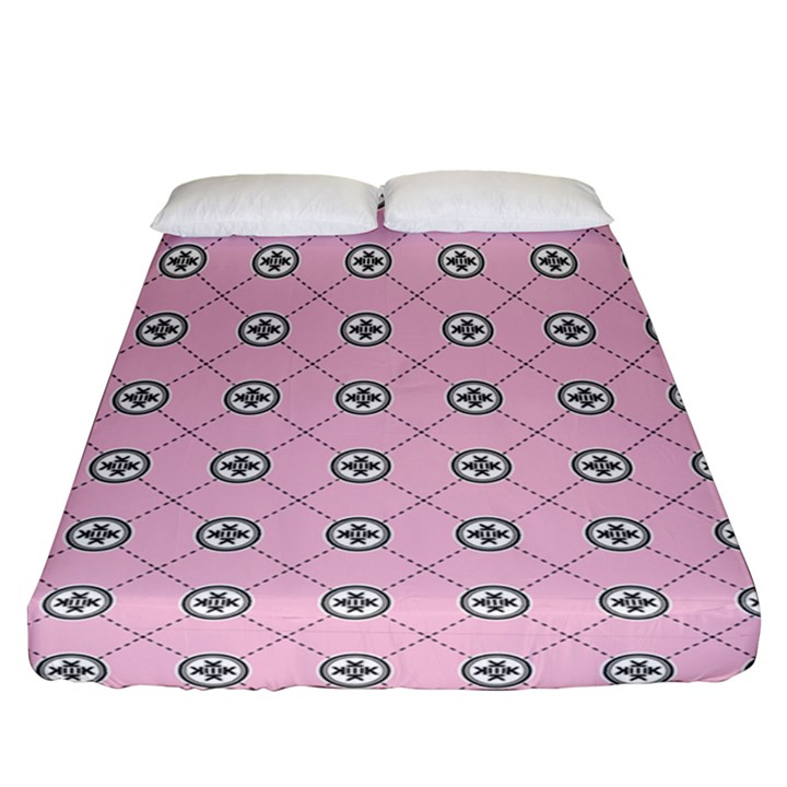 Kekistan logo pattern on pink background Fitted Sheet (Queen Size)