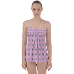 Kekistan Logo Pattern On Pink Background Babydoll Tankini Set by snek