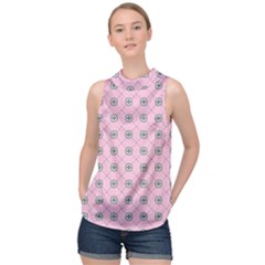 Kekistan Logo Pattern On Pink Background High Neck Satin Top by snek