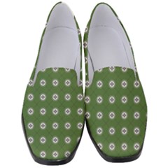 Logo Kekistan Pattern Elegant With Lines On Green Background Women s Classic Loafer Heels