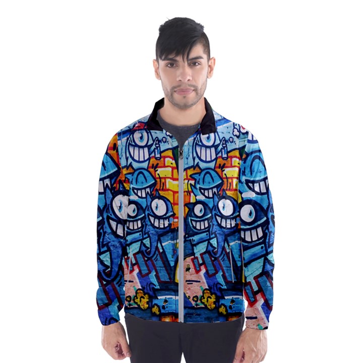 Graffiti Urban colorful graffiti cartoon fish Windbreaker (Men)