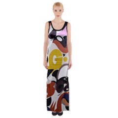 Graffiti Urban Colorful Graffiti City Wall Hip Hop Music Singers Maxi Thigh Split Dress by genx