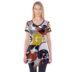 Graffiti Urban Colorful Graffiti City Wall Hip Hop Music Singers Short Sleeve Tunic  by genx