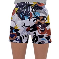 Graffiti Urban Colorful Graffiti City Wall Hip Hop Music Singers Sleepwear Shorts by genx