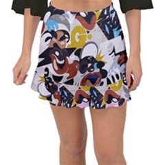 Graffiti Urban Colorful Graffiti City Wall Hip Hop Music Singers Fishtail Mini Chiffon Skirt by genx