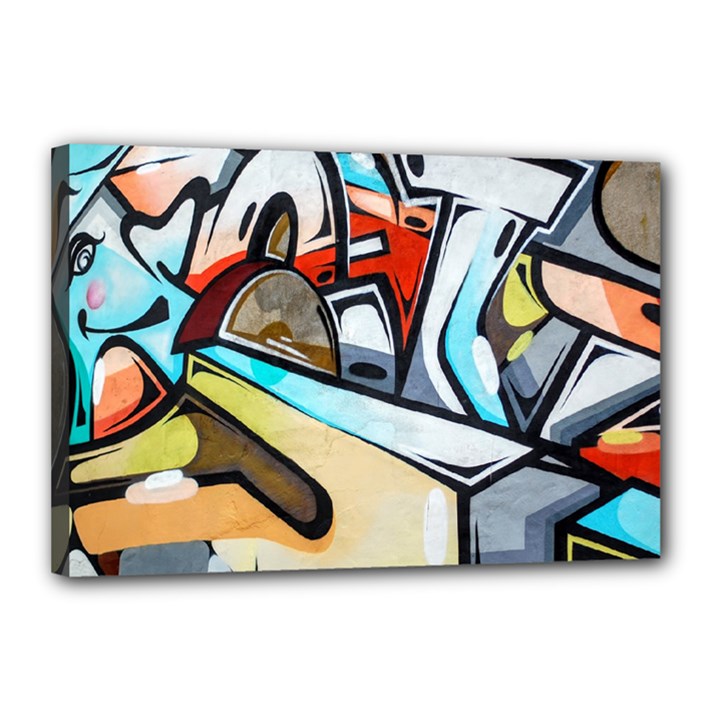 Blue Face King graffiti street art urban blue and orange face abstract hiphop Canvas 18  x 12  (Stretched)