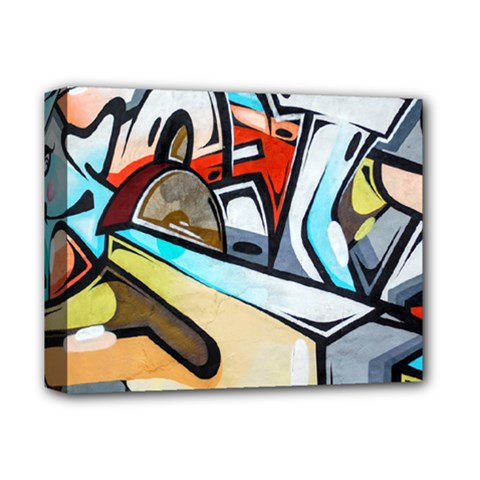 Blue Face King Graffiti Street Art Urban Blue And Orange Face Abstract Hiphop Deluxe Canvas 14  X 11  (stretched) by genx