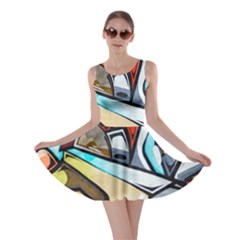 Blue Face King Graffiti Street Art Urban Blue And Orange Face Abstract Hiphop Skater Dress by genx