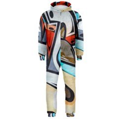 Blue Face King Graffiti Street Art Urban Blue And Orange Face Abstract Hiphop Hooded Jumpsuit (men)  by genx