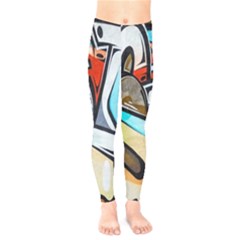 Blue Face King Graffiti Street Art Urban Blue And Orange Face Abstract Hiphop Kids  Legging by genx