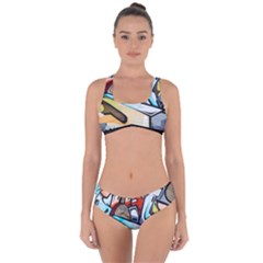 Blue Face King Graffiti Street Art Urban Blue And Orange Face Abstract Hiphop Criss Cross Bikini Set by genx