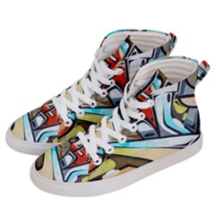 Blue Face King Graffiti Street Art Urban Blue And Orange Face Abstract Hiphop Women s Hi-top Skate Sneakers