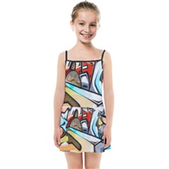 Blue Face King Graffiti Street Art Urban Blue And Orange Face Abstract Hiphop Kids  Summer Sun Dress by genx