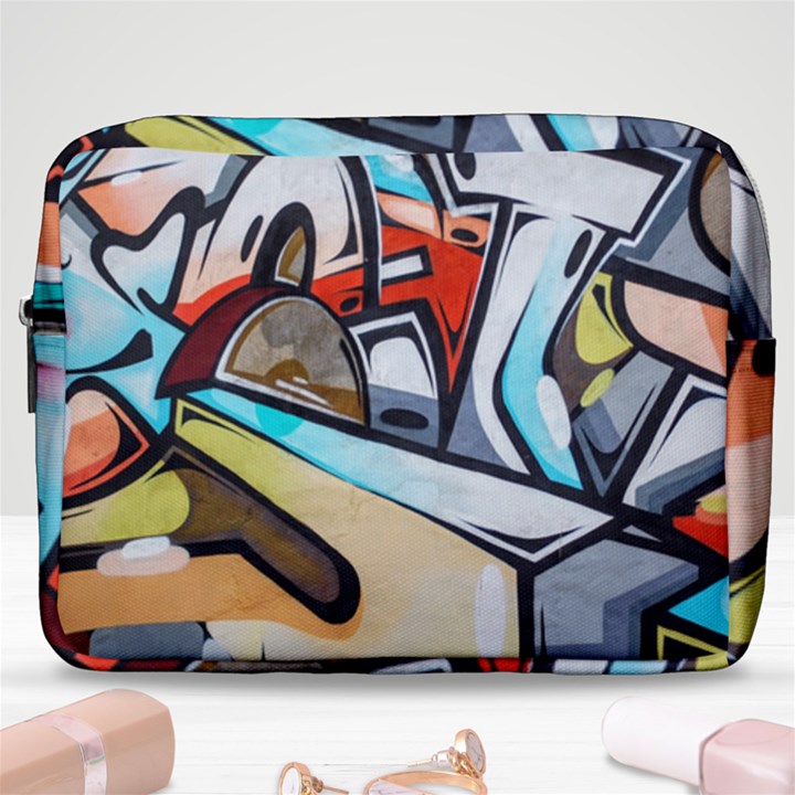 Blue Face King graffiti street art urban blue and orange face abstract hiphop Make Up Pouch (Large)