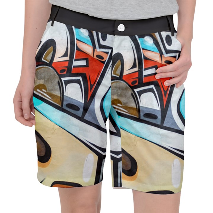 Blue Face King graffiti street art urban blue and orange face abstract hiphop Pocket Shorts