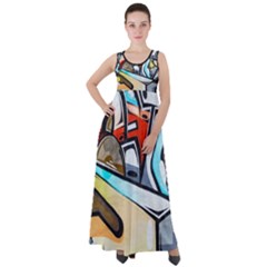 Blue Face King Graffiti Street Art Urban Blue And Orange Face Abstract Hiphop Empire Waist Velour Maxi Dress