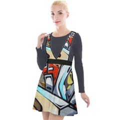 Blue Face King Graffiti Street Art Urban Blue And Orange Face Abstract Hiphop Plunge Pinafore Velour Dress