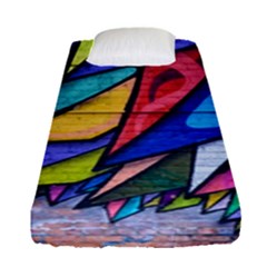 Urban Colorful Graffiti Brick Wall Industrial Scale Abstract Pattern Fitted Sheet (single Size) by genx