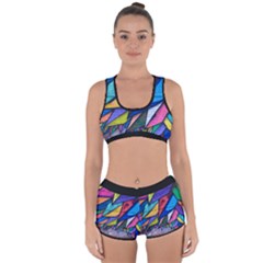 Urban Colorful Graffiti Brick Wall Industrial Scale Abstract Pattern Racerback Boyleg Bikini Set by genx