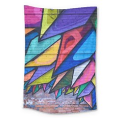 Urban Colorful Graffiti Brick Wall Industrial Scale Abstract Pattern Large Tapestry by genx