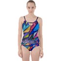 Urban colorful graffiti brick wall industrial scale abstract pattern Cut Out Top Tankini Set View1