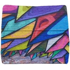 Urban Colorful Graffiti Brick Wall Industrial Scale Abstract Pattern Seat Cushion by genx