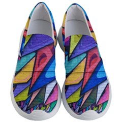 Urban Colorful Graffiti Brick Wall Industrial Scale Abstract Pattern Women s Lightweight Slip Ons