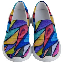 Urban Colorful Graffiti Brick Wall Industrial Scale Abstract Pattern Kids  Lightweight Slip Ons