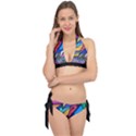 Urban colorful graffiti brick wall industrial scale abstract pattern Tie It Up Bikini Set View1