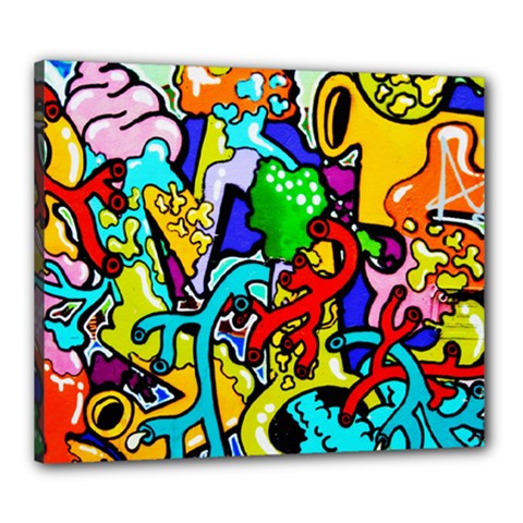 Graffiti Abstract With Colorful Tubes And Biology Artery Theme Canvas 24  X 20  (stretched) by genx