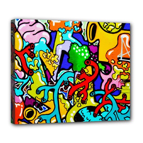 Graffiti Abstract With Colorful Tubes And Biology Artery Theme Deluxe Canvas 24  X 20  (stretched) by genx