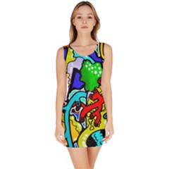 Graffiti Abstract With Colorful Tubes And Biology Artery Theme Bodycon Dress by genx