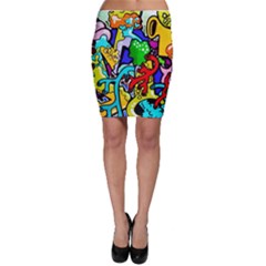 Graffiti Abstract With Colorful Tubes And Biology Artery Theme Bodycon Skirt by genx