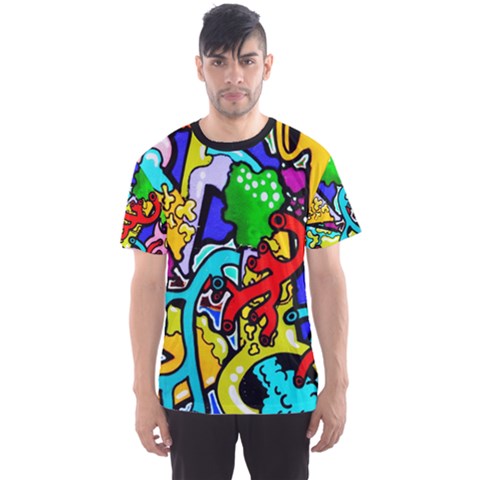 Graffiti Abstract With Colorful Tubes And Biology Artery Theme Men s Sports Mesh Tee by genx