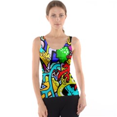 Graffiti Abstract With Colorful Tubes And Biology Artery Theme Tank Top by genx