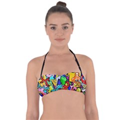 Graffiti Abstract With Colorful Tubes And Biology Artery Theme Halter Bandeau Bikini Top by genx