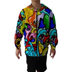 Graffiti Abstract With Colorful Tubes And Biology Artery Theme Hooded Windbreaker (kids) by genx