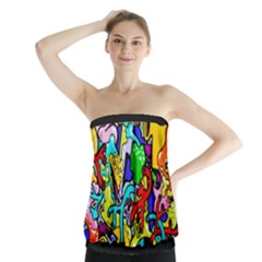 Graffiti Abstract With Colorful Tubes And Biology Artery Theme Strapless Top by genx