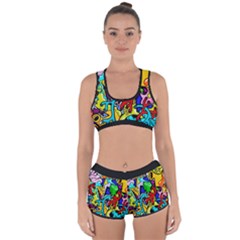 Graffiti Abstract With Colorful Tubes And Biology Artery Theme Racerback Boyleg Bikini Set by genx