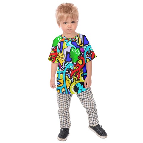 Graffiti Abstract With Colorful Tubes And Biology Artery Theme Kids  Raglan Tee by genx