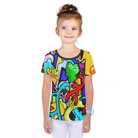 Graffiti Abstract With Colorful Tubes And Biology Artery Theme Kids  One Piece Tee by genx