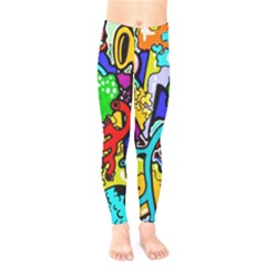 Graffiti Abstract With Colorful Tubes And Biology Artery Theme Kids  Legging by genx