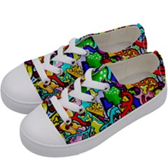 Graffiti Abstract With Colorful Tubes And Biology Artery Theme Kids  Low Top Canvas Sneakers by genx