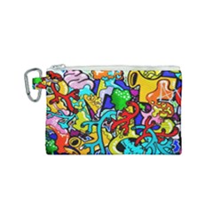 Graffiti Abstract With Colorful Tubes And Biology Artery Theme Canvas Cosmetic Bag (small)