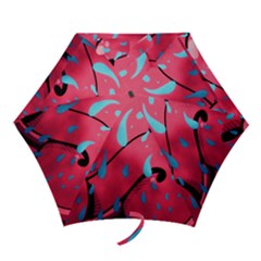 Graffiti Watermelon Pink With Light Blue Drops Retro Mini Folding Umbrellas by genx