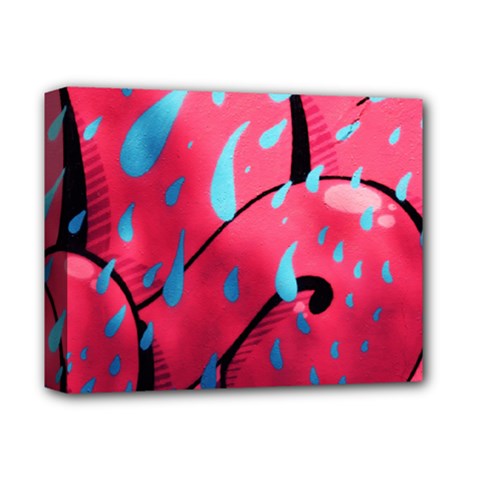 Graffiti Watermelon Pink With Light Blue Drops Retro Deluxe Canvas 14  X 11  (stretched) by genx