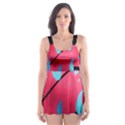 Graffiti watermelon pink with light blue drops retro Skater Dress Swimsuit View1