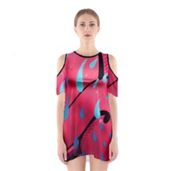 Graffiti Watermelon Pink With Light Blue Drops Retro Shoulder Cutout One Piece Dress by genx